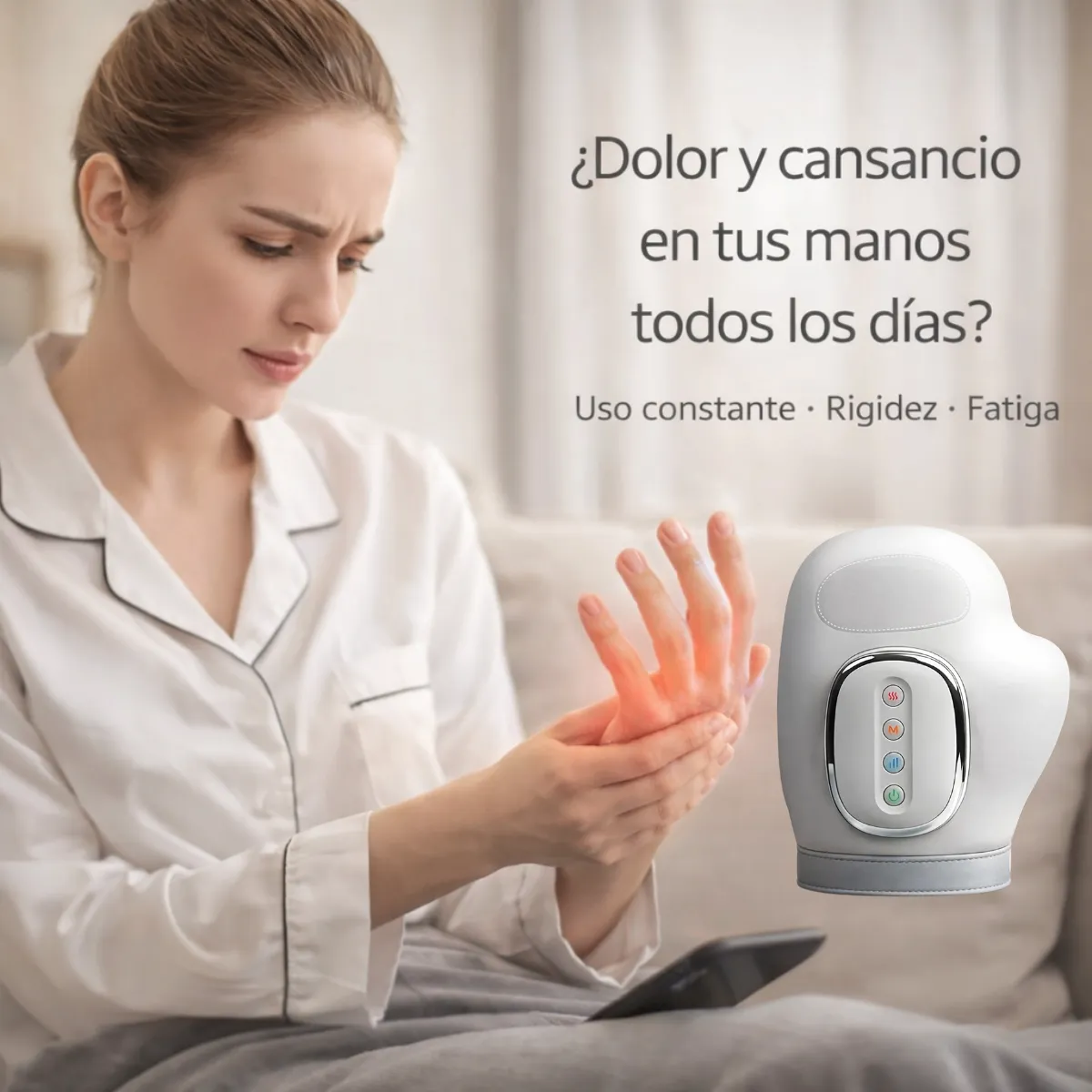 Masajeador Manos Inteligente Artritis 4D con Calor y Compresión - Alivia rigidez y fatiga en manos