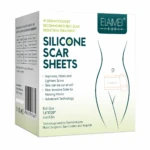 Caja de cinta de silicona para cicatrices de la marca Elaimei, con del cuerpo humano y medidas 16x12 cm.