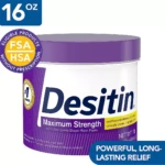 Tubito de crema Desitin Máxima Protección Zinc, 454g, con tapa morada y etiqueta que indica alivio duradero para pañalitis.