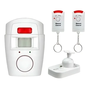 Alarma con Sensor de Movimiento PIR y Control Remoto - Disuade intrusos activando una alerta sonora de 105dB