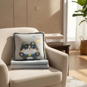 Almohada Cojin 3 en 1 Niños Gato Gris Gris - Proporciona descanso cómodo y versátil para siestas y viajes