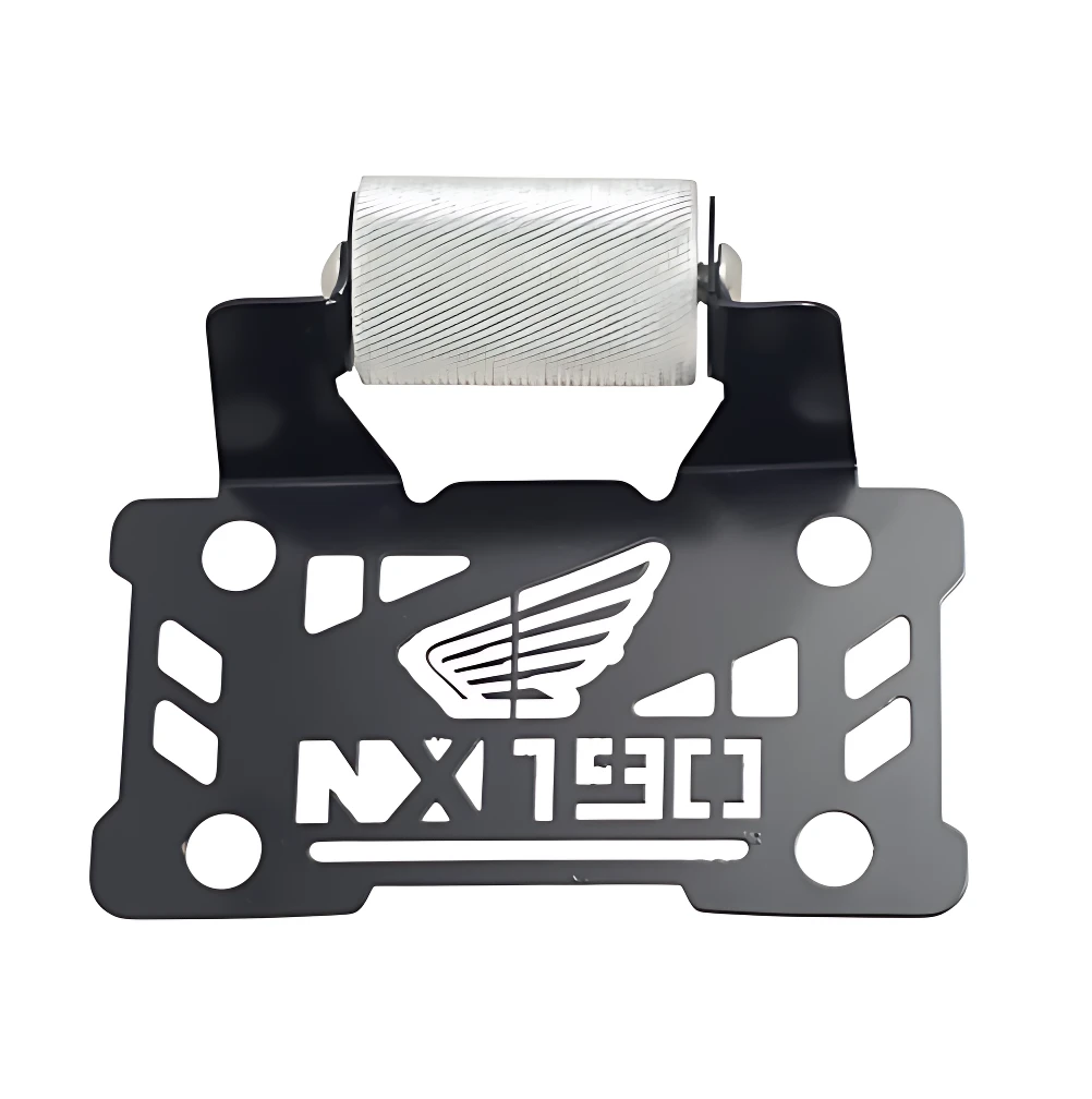 Base celular GPS en acero inoxidable para Honda NX 190, con soporte de montaje y logotipo de la marca visible.