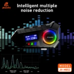 Reproductor Bluetooth Jeqang JH-M852 negro con pantalla digital y anillo de luz RGB multicolor, diseñado para cancelación de ruido activa.