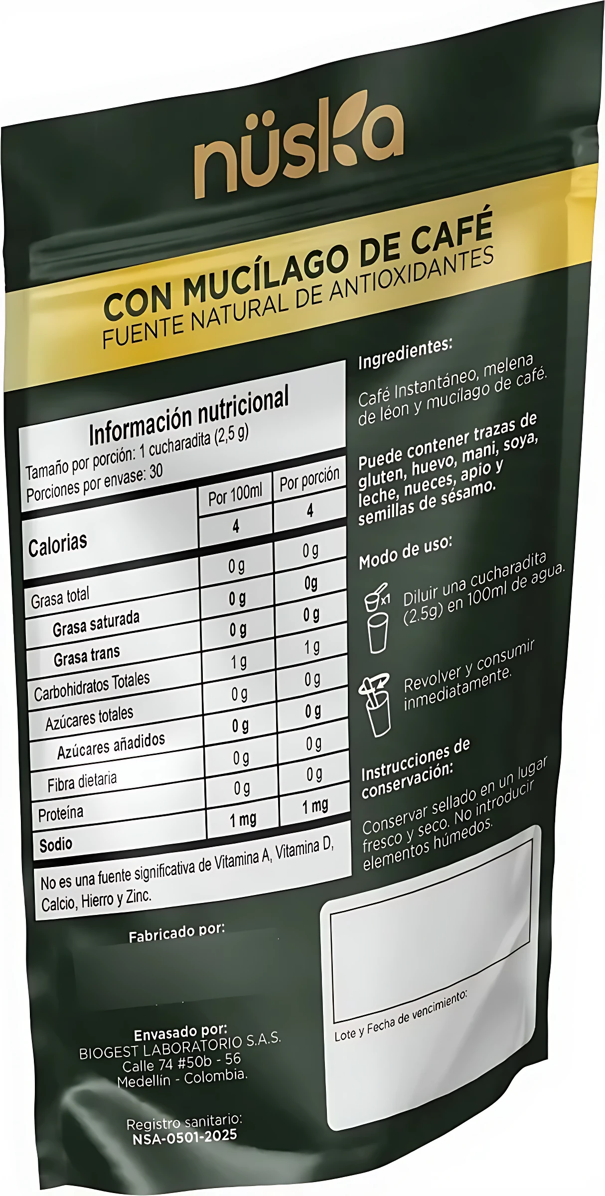Café Funcional con Melena de León Nuska 75 Gr - Estimula la memoria y concentración