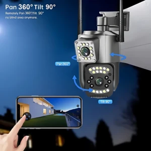 Cámara de Seguridad WiFi Doble Lente - Protege tu hogar con visión 360 sin puntos ciegos