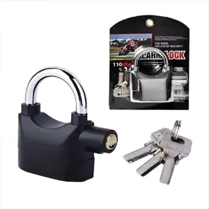 Set x2 Candado Antirrobo con Alarma 110 dB - Emite sirena y protege motos o rejas