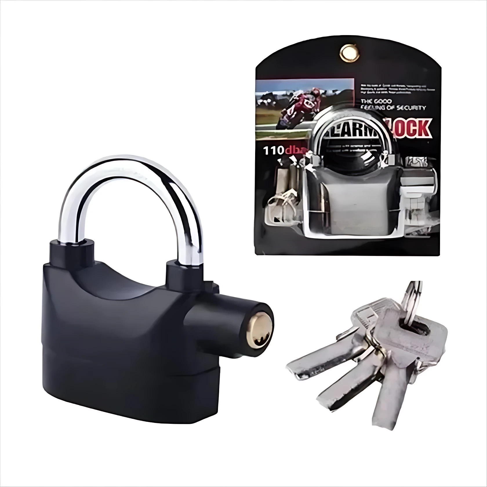 Set x2 Candado Antirrobo con Alarma 110 dB - Emite sirena y protege motos o rejas