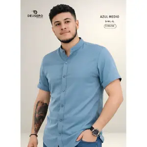 Camisa Masculina en Tela Chalís Cuello Nerú - Aporta frescura y comodidad diaria