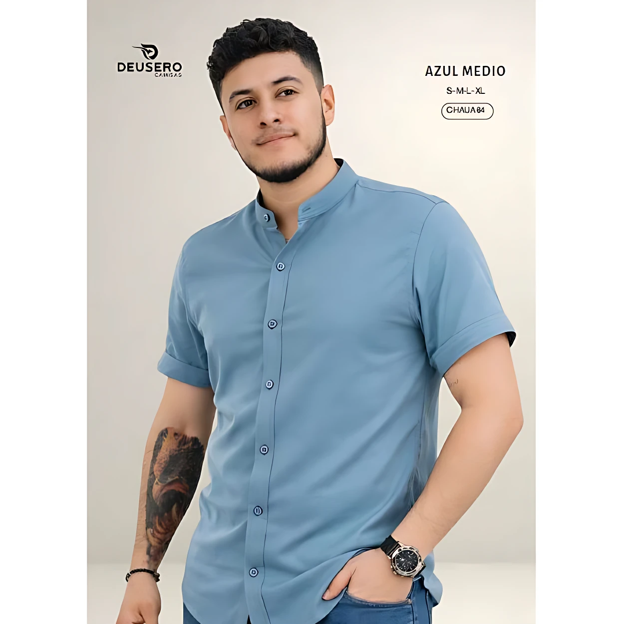 Camisa Masculina en Tela Chalís Cuello Nerú - Aporta frescura y comodidad diaria
