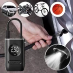 Compresor de aire portátil con pantalla digital y linterna LED - Infla neumáticos de coches motos y bicicletas con precisión y seguridad - Imagen 2
