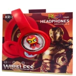 Diadema inalámbrica roja con luces RGB, diseño infantil con Iron Man en caja. Auriculares para niños con temática de superhéroe.