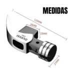Cabezal magnético para martillo, color blanco y negro, con medidas de 120 mm de largo, 28 mm de ancho, 15 mm de altura y 27 mm de diámetro del mango.