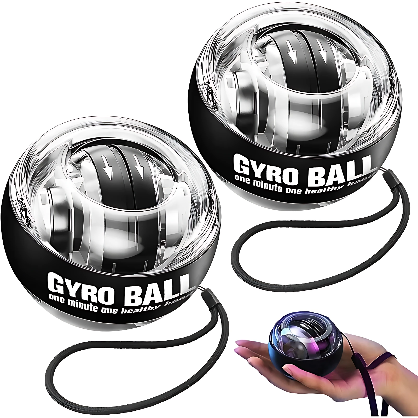 Ejercitador de Brazo Gyro Ball con resistencia de 32 kg - Fortalece tu agarre y muñeca en solo 60 segundos