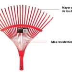Escoba metálica de 22 dientes con mango reforzado - limpia hojas y suciedad en exteriores con rapidez - Imagen 3