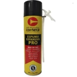 Lata de espuma expansiva Corneta Pro en presentación amarilla con tapa negra y boquilla blanca, de 500 ml, diseñada para rellenar huecos y aislar espacios.