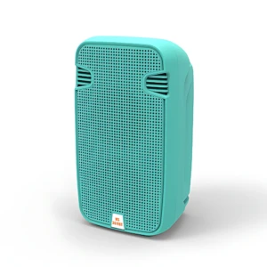 Altavoz portátil inalámbrico MS-3619 en color turquesa, con rejilla perforada frontal y detalles laterales visibles.