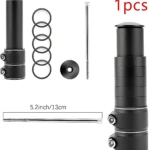 Extensor de manubrio de aluminio negro, ajustable, con tornillos, anillos y perno incluido. Mide 5.2 pulgadas (13 cm).