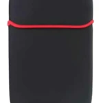 Funda neopreno negra con franja roja elástica en la parte superior, vista frontal.