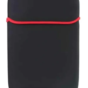 Funda neopreno negra con franja roja elástica en la parte superior, vista frontal.