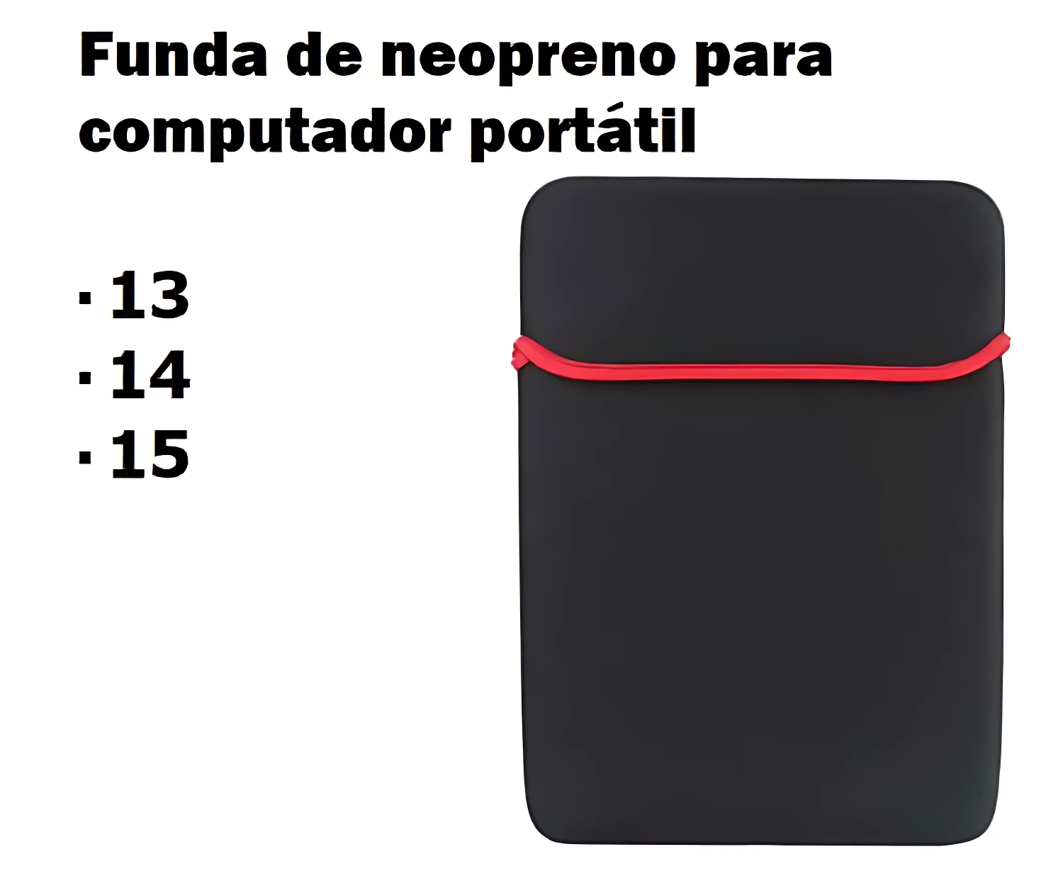 Funda de neopreno negro con franja roja, para portátiles de 13, 14 o 15 pulgadas.