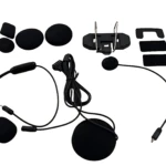 Kit de intercomunicador Bluetooth KY-680 con micrófono, auriculares y accesorios para uso en moto.