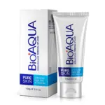 Tubo y caja del jabón antiacné Bioaqua Pure Skin, 100 g, con etiqueta azul y texto en blanco y negro. Presentación limpia sobre fondo blanco.