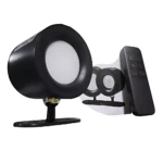 Kit lámpara pared magnética recargable con luz ajustable, color negro, incluye control remoto y soporte base.