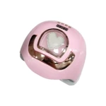 Lámpara LED rosa con forma de corazón y detalles dorados, diseñada para secar esmaltes de uñas.