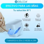 Láser azul portátil para tratamiento de hongos en uñas de pies y manos, con luz visible y diseño compacto.