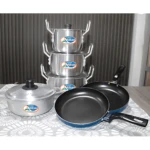 Set cocina Linea Eco Hogar con caldero fundido y sartenes antiadherentes - ahorra tiempo cocinando todos los platos en un solo lugar - Imagen 3