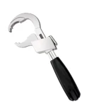 Llave universal Multitool™ de acero inoxidable con mango negro ergonómico, diseñada para abrir botellas y latas.
