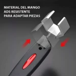 Llave universal Multitool™ con mango negro y detalles rojos, mostrando mecanismo de ajuste para adaptar piezas.