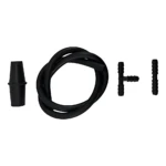 Kit de medidor de presión y vacío de combustible en negro, con manguera enrollada, adaptador cónico, conector T y filtro de malla.