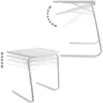 Mesa Table Mate II en color blanco, con patas ajustables en seis niveles y superficie plana para uso multifuncional.