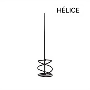 Mezclador para taladro Belotta en acero resistente, con eje vertical y hélice espiral negra, diseñado para mezclar morteros y pinturas con precisión.