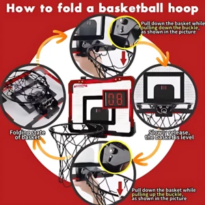 Mini Canasta de Baloncesto Portátil con Marcador Electrónico - Mejora tu precisión de tiro en cualquier espacio