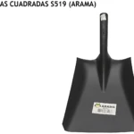 Pala cuadrada negra de Arama, modelo S519, sin mango, con etiqueta visible en la superficie frontal.