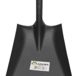 Pala cuadrada negra sin mango, con asa integrada y etiqueta visible de la marca Arama.