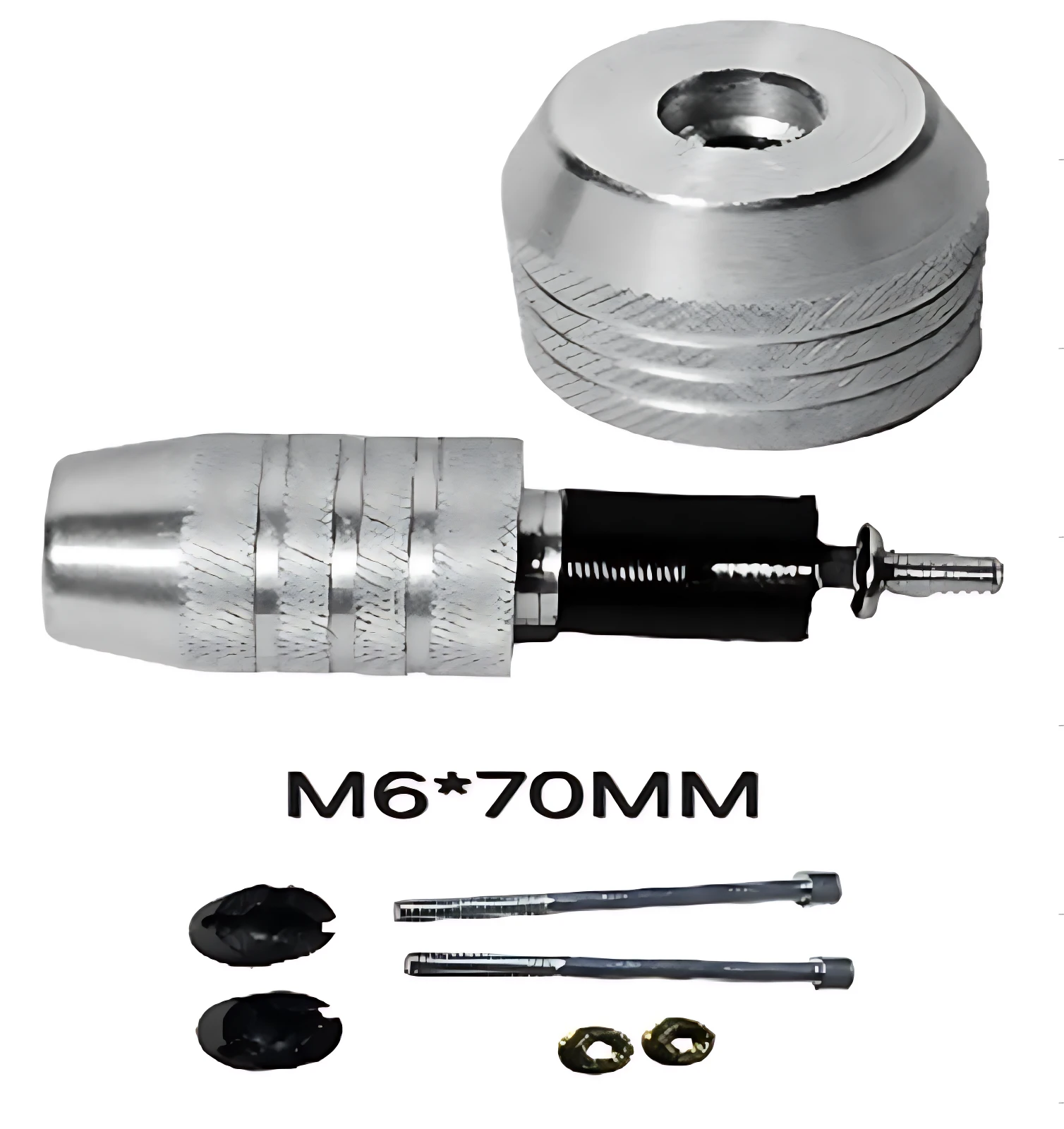 Kit de protección para manillar de bicicleta, con pesa de aluminio M6*70mm, tornillos, arandelas y tapas negras.