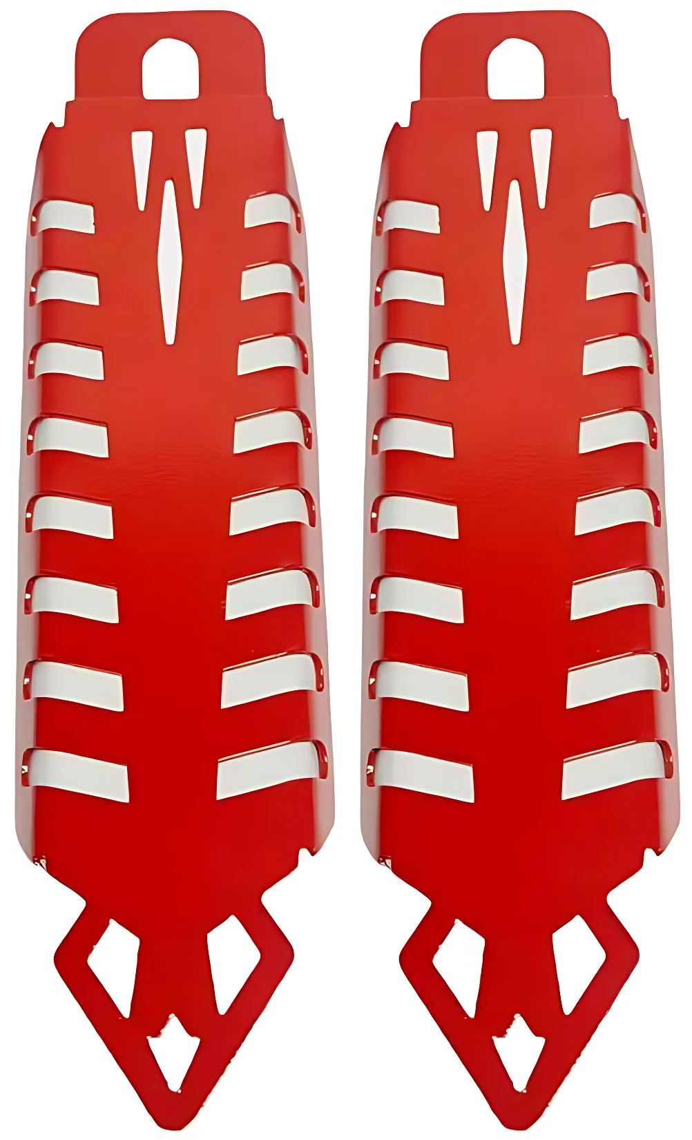 Protector amortiguadores Bws X - Fi en color rojo, con diseño de ranuras verticales y forma alargada con extremos puntiagudos.