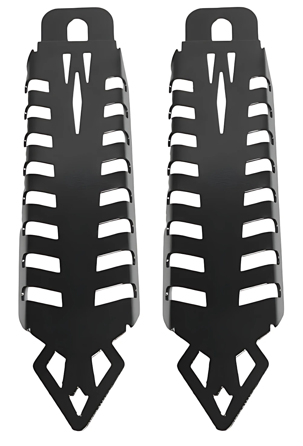 Protector amortiguadores Bws X Fi en color negro, mostrando dos unidades con diseño de ranuras verticales y forma aerodinámica.
