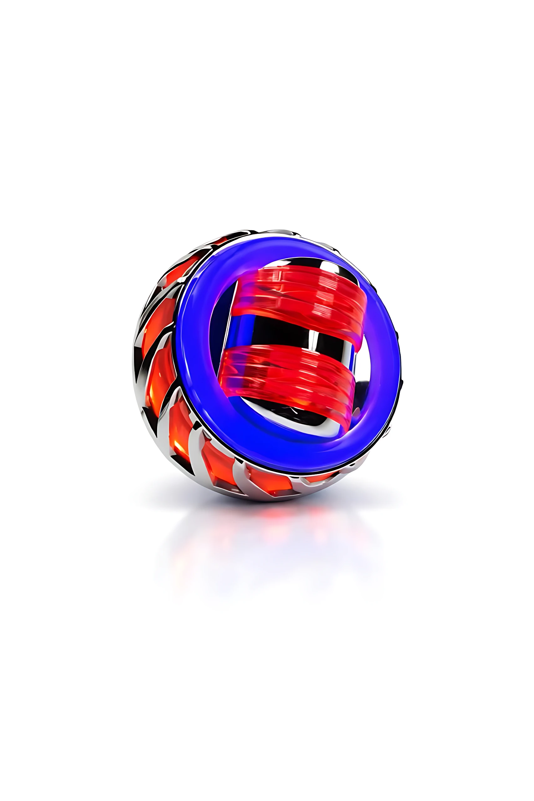 Proyector LED de alta potencia para vehículos 12V a 80V, con diseño esférico en azul, rojo y plateado, ideal para aumentar visibilidad nocturna en carretera.