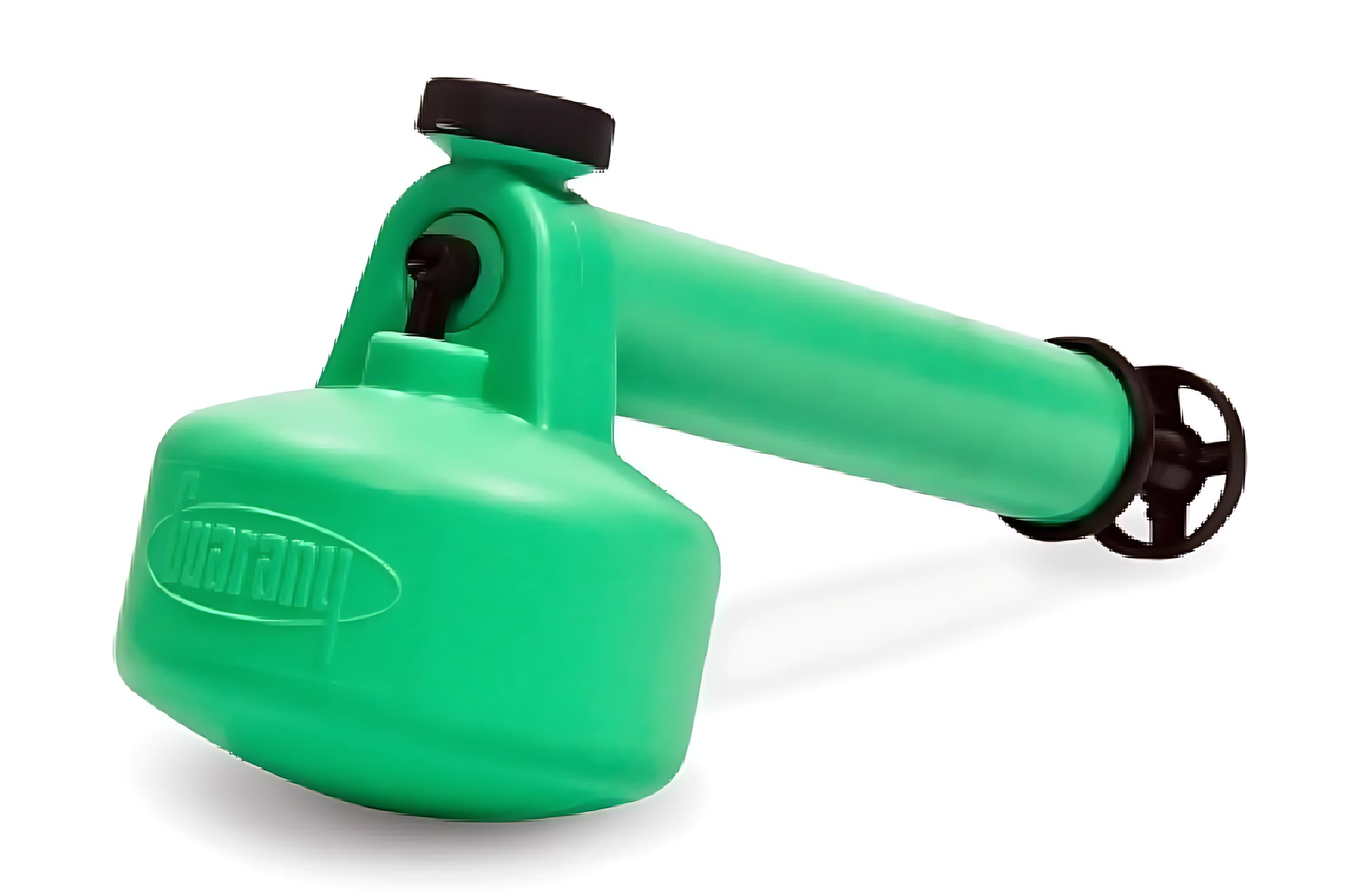 Pulverizadora Export X370 en resina verde con mango ergonómico y tapa negra, diseñada para aplicación manual de químicos agrícolas.