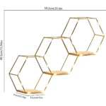 Repisa Panal Dorada de Pared Hexagonal - Organiza tus objetos decorativos en la pared - Imagen 2