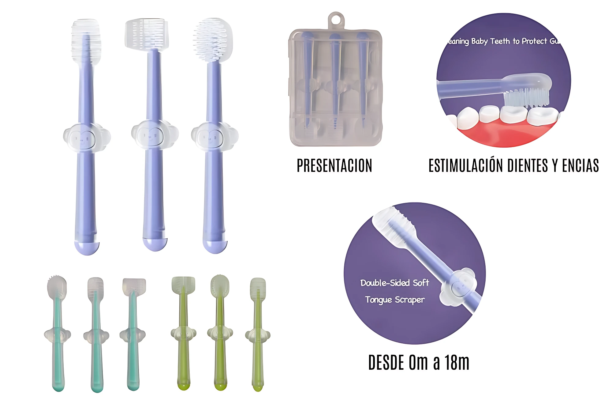 Set x3 Cepillo Dedal de Silicona para Bebé - Limpia encías y alivia dentición - Imagen 5