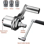 Llave multiplicadora de torsión con mango ergonómico y adaptadores de 21, 19 y 17 mm para extracción de tuercas