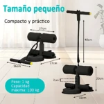 Soporte V-Shaper negro compacto, con medidas de 27 cm de ancho y 40 cm de altura, ideal para tonificar abdomen, brazos y piernas.