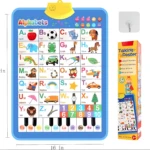 Tablero didáctico interactivo inglés con piano, de 16 por 22 pulgadas, con alfabeto, animales, instrumentos y accesorios incluidos.
