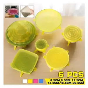 Set x3 Paquete de Tapas de Silicona Elásticas - Sella platos y conserva comidas