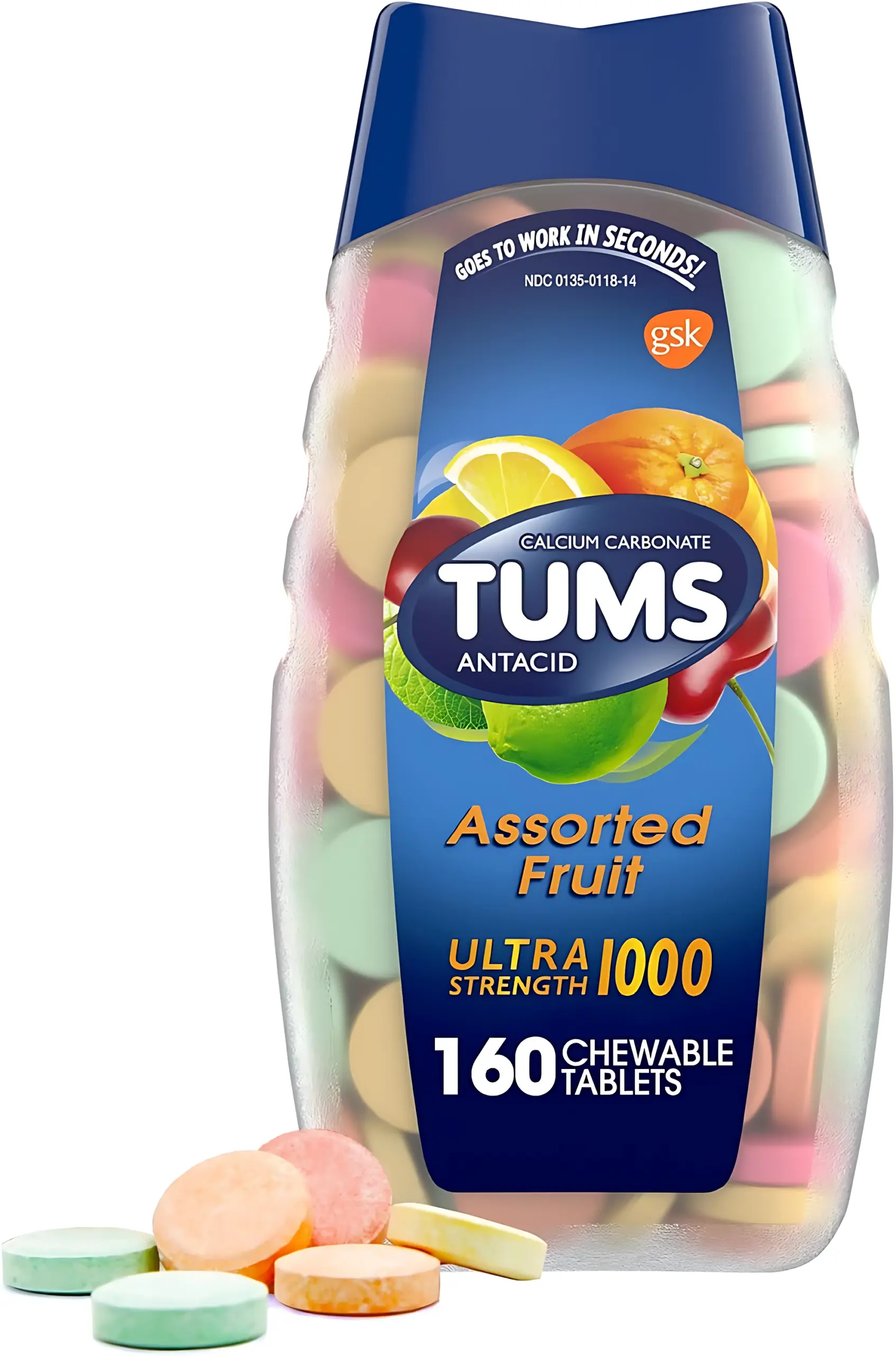 Tabletas Masticables Antiácidas Tums - Alivia el ardor y la acidez estomacal rápida